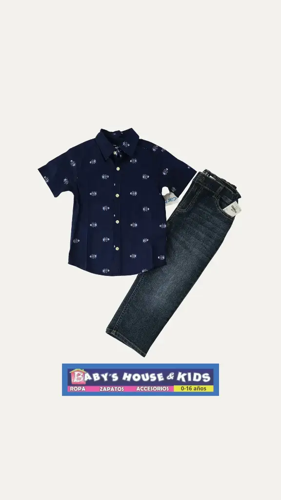 Set Camisa de botones y Jean + ancho en cintura y piernas talla 3t varón 