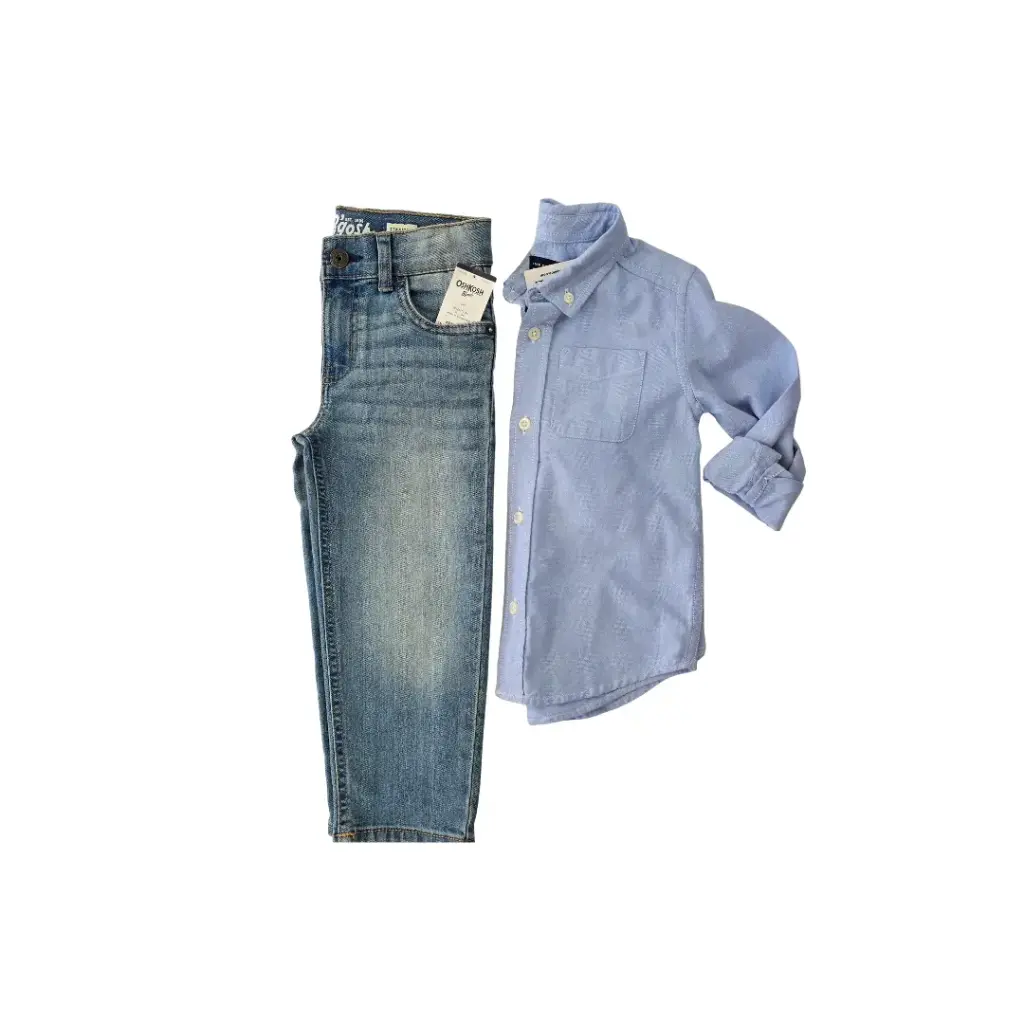 Set Camisa de botones y Jean recto talla 3t varón 