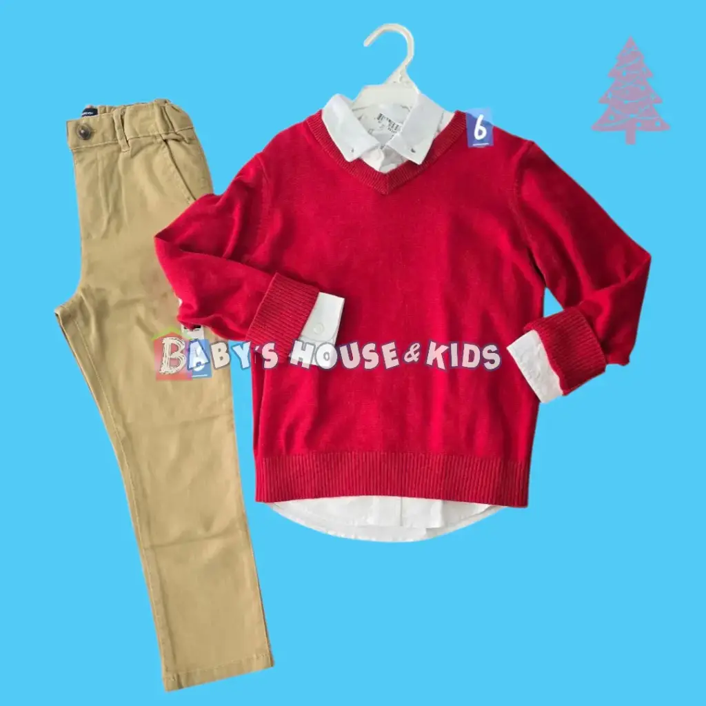 Outfit con sweater rojo ❄️y pantalón talla 5t