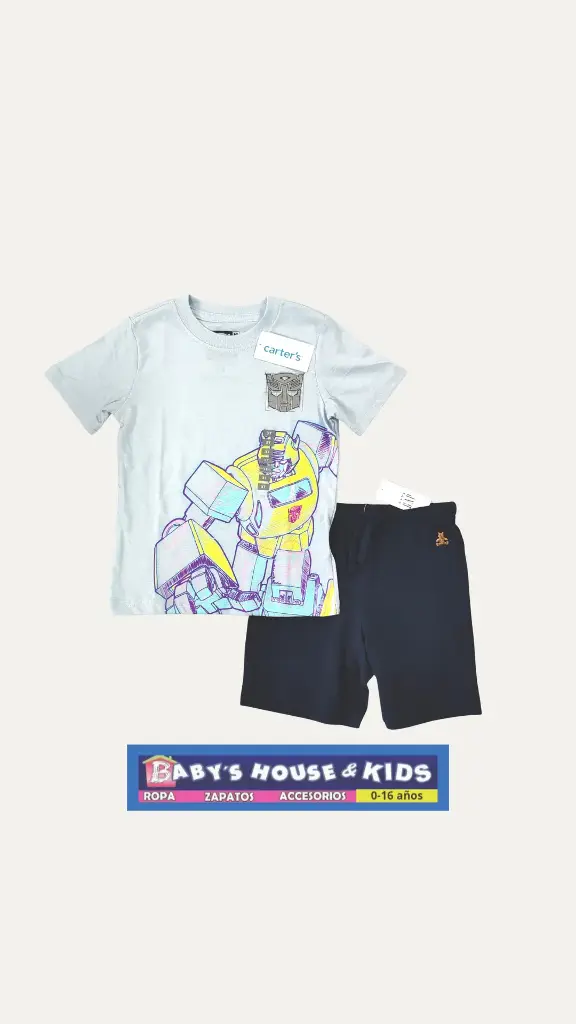 Camiseta de personaje + Short con ajustador de cintura en talla 3t varón 
