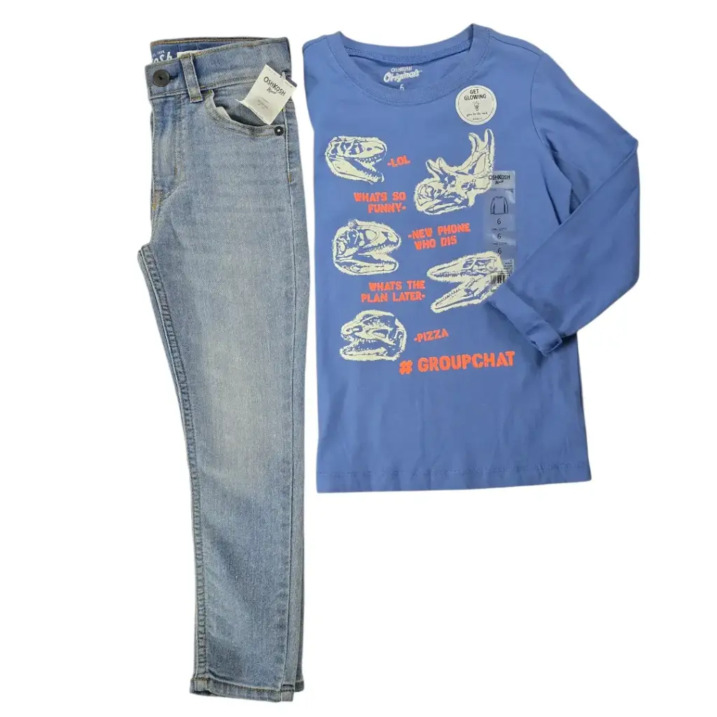 Camiseta 🦖 y Jeans Skinny, talla 6