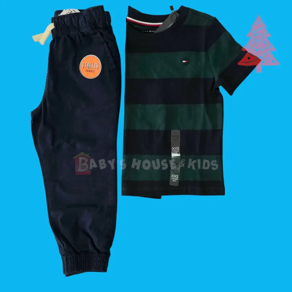 Camiseta y Jogger azul marino, talla 3t 