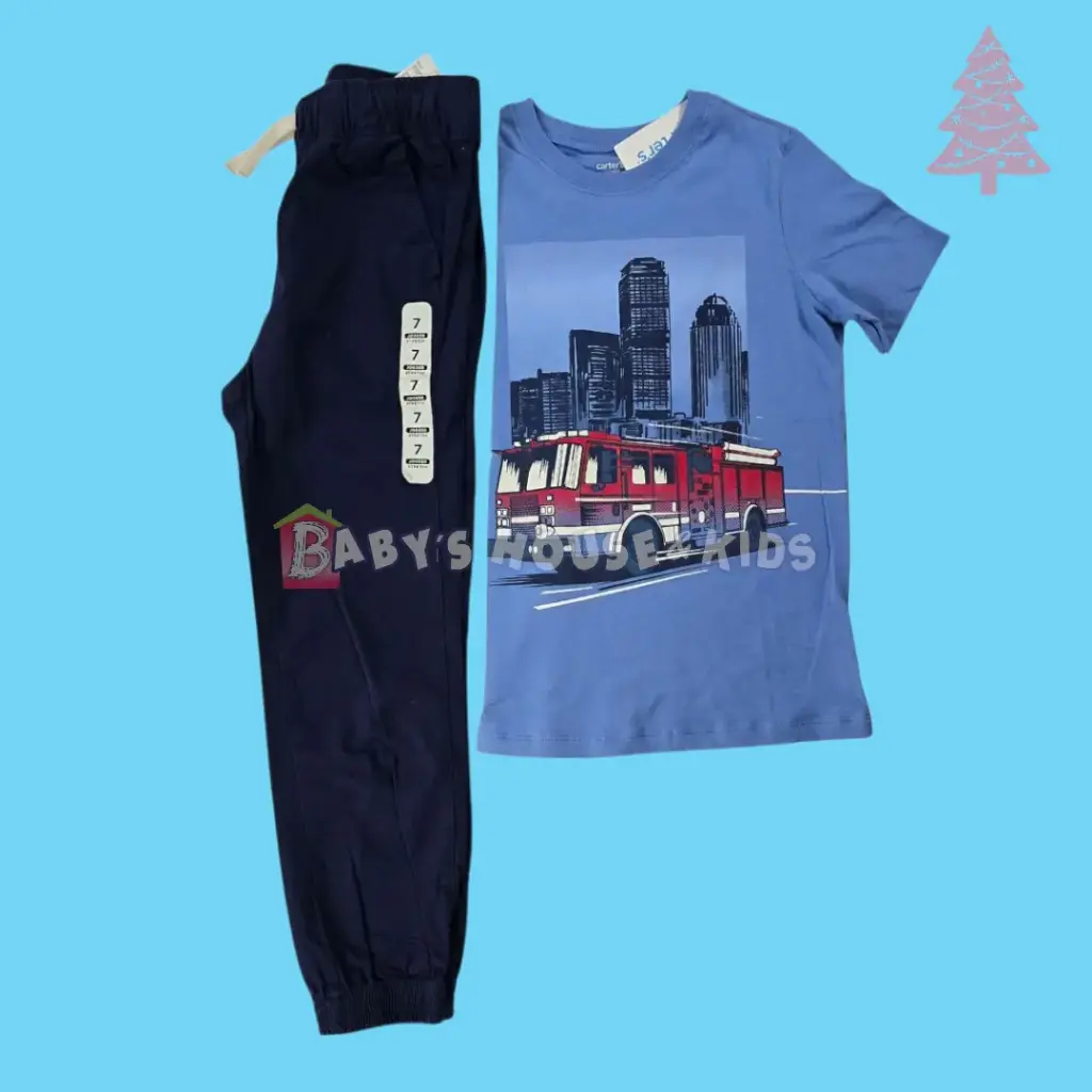 Camiseta y Jogger azul marino, talla 7