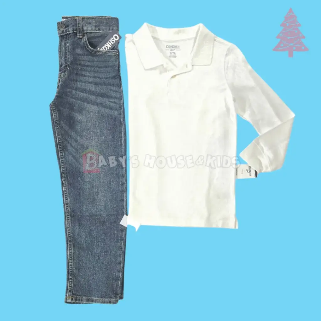 Manga larga tipo polo y Jeans, talla 7