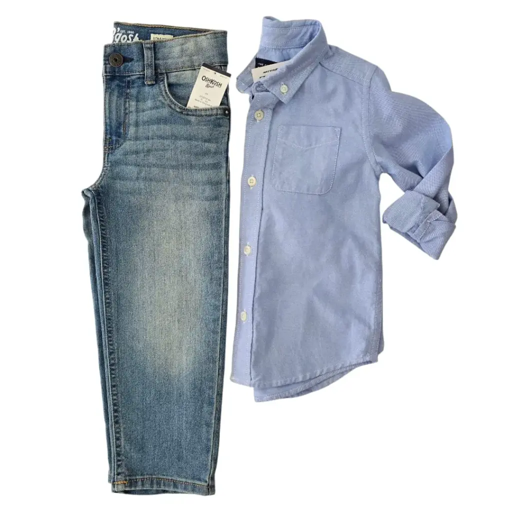 Manga larga de botones y Jeans, talla 3t 