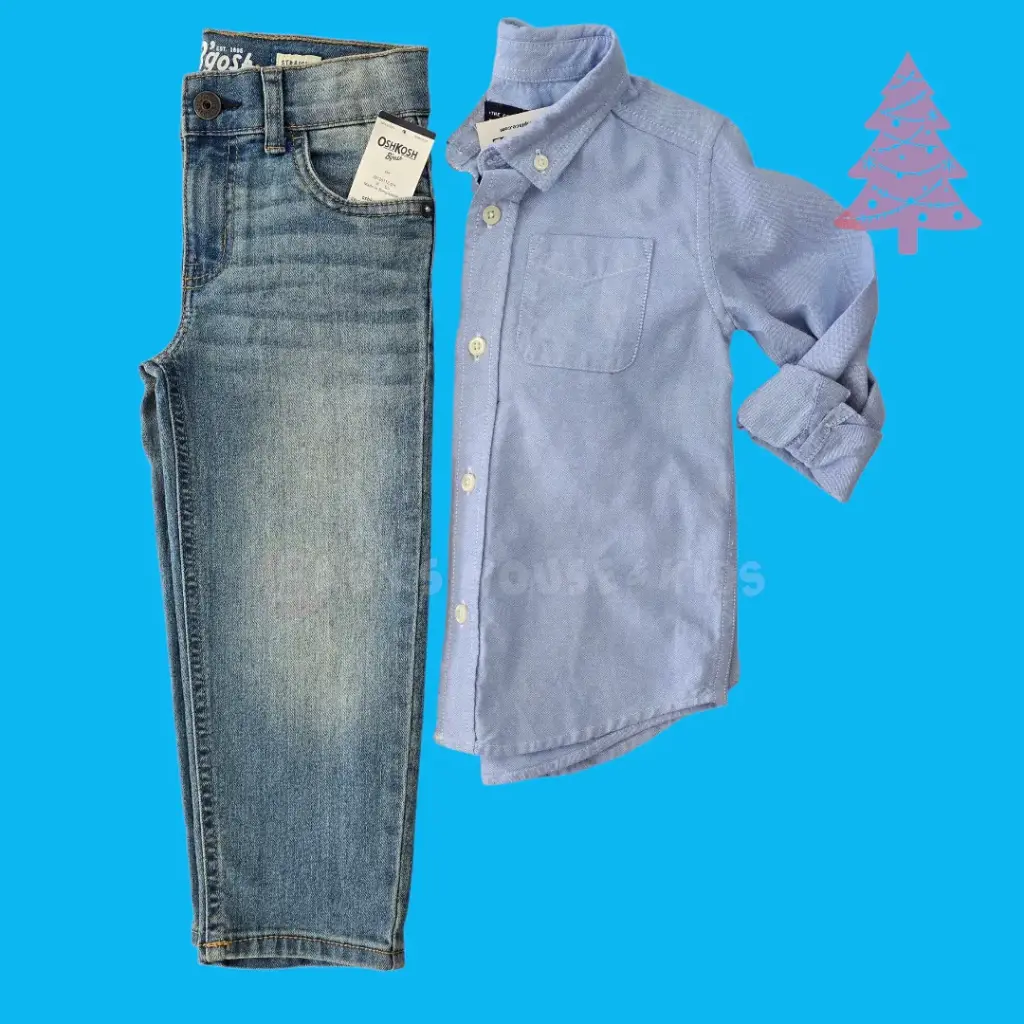 Manga larga de botones y Jeans, talla 3t 
