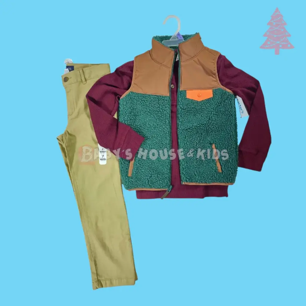 Manga larga de algodón, pantalón caqui y centro calentito, talla 7