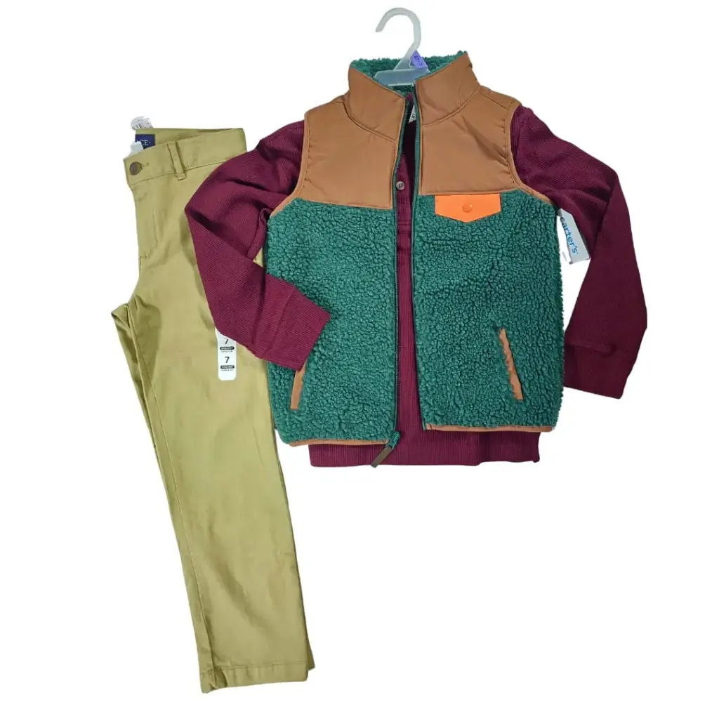 Manga larga de algodón, pantalón caqui y centro calentito, talla 7