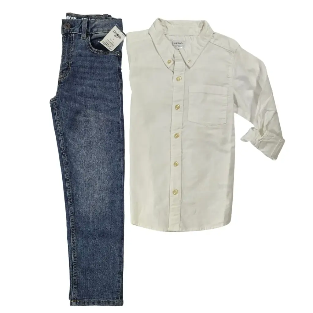 Manga larga de botones y Jeans, talla 7