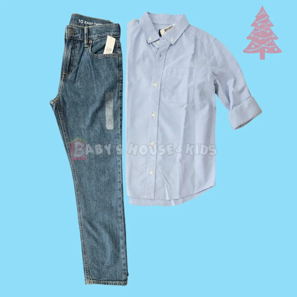 Camisa manga larga y Jeans para cintura delgada y recto, talla 10