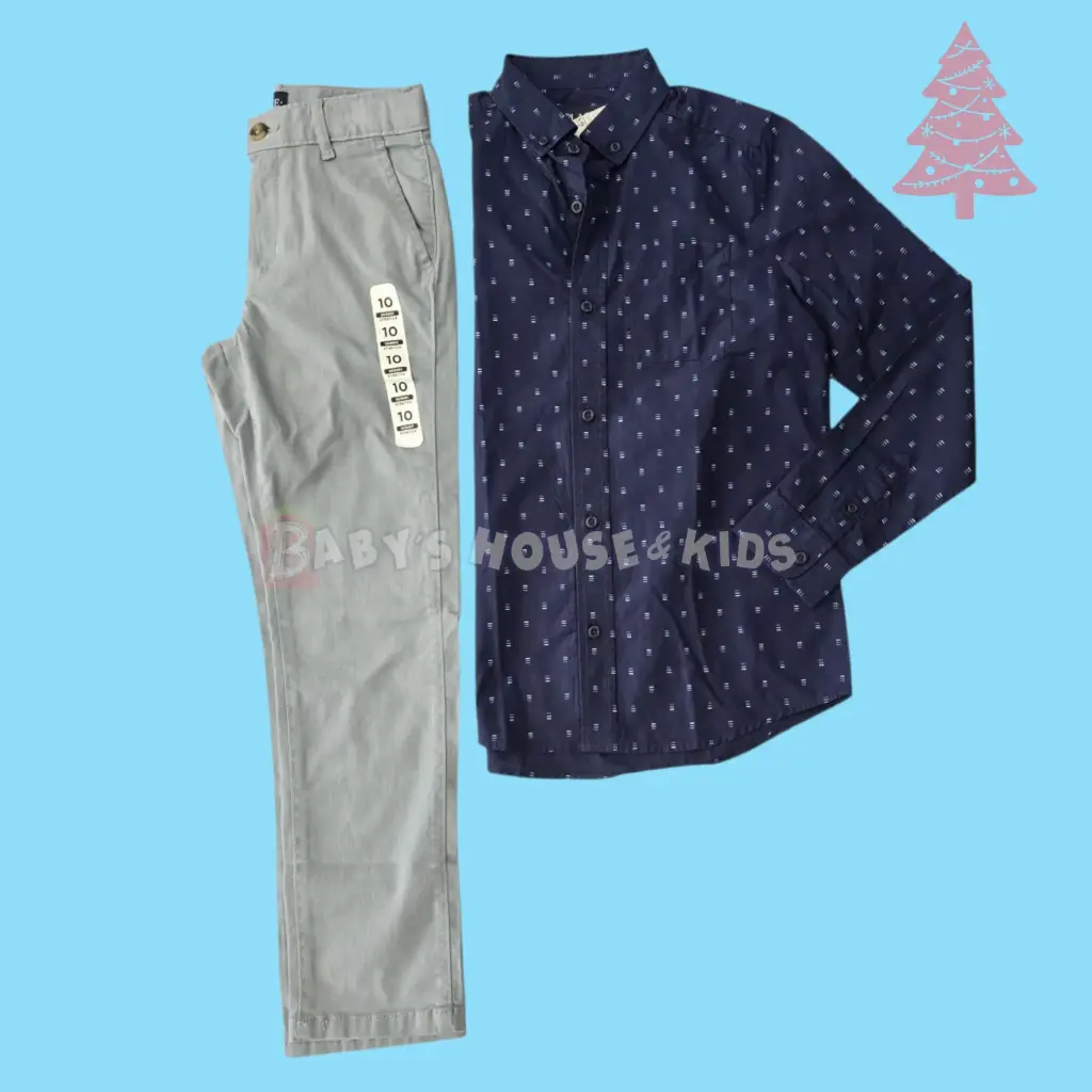 Camisa formal y pantalón gris, talla 10