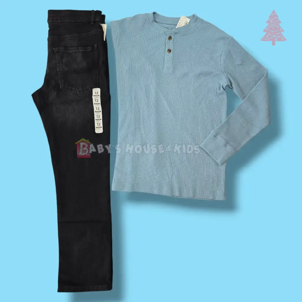 Camisa stretch azul celeste y pantalón stretch talla 12