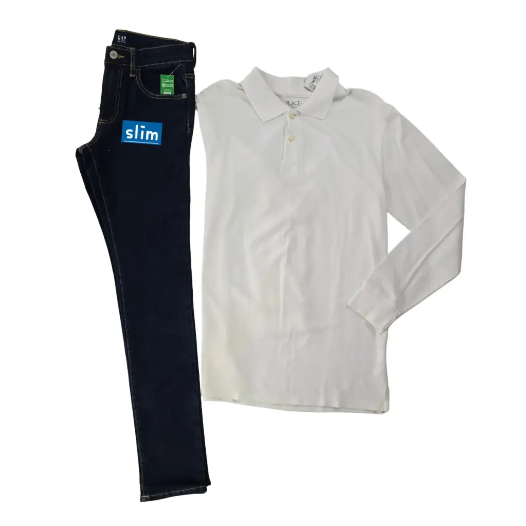 Polo Blanca manga larga y jeans Slim, talla 16