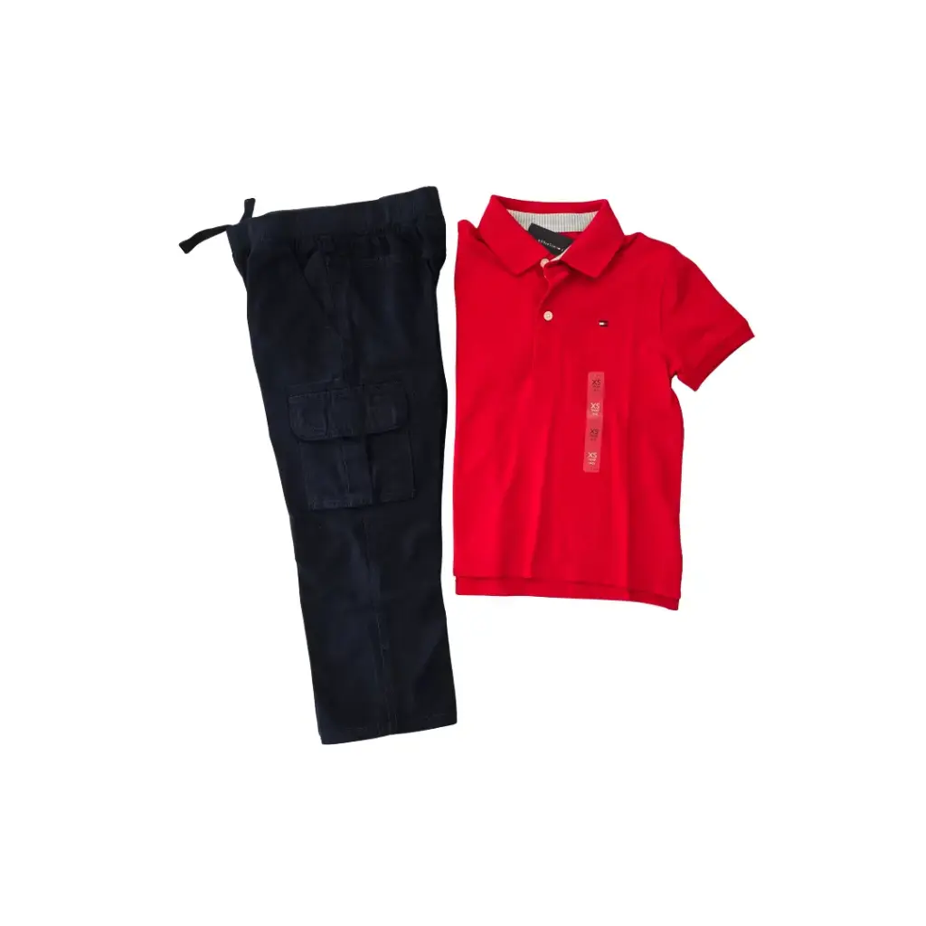 Camisa Tommy  y pantalón bombero azul marino talla 4t varón 