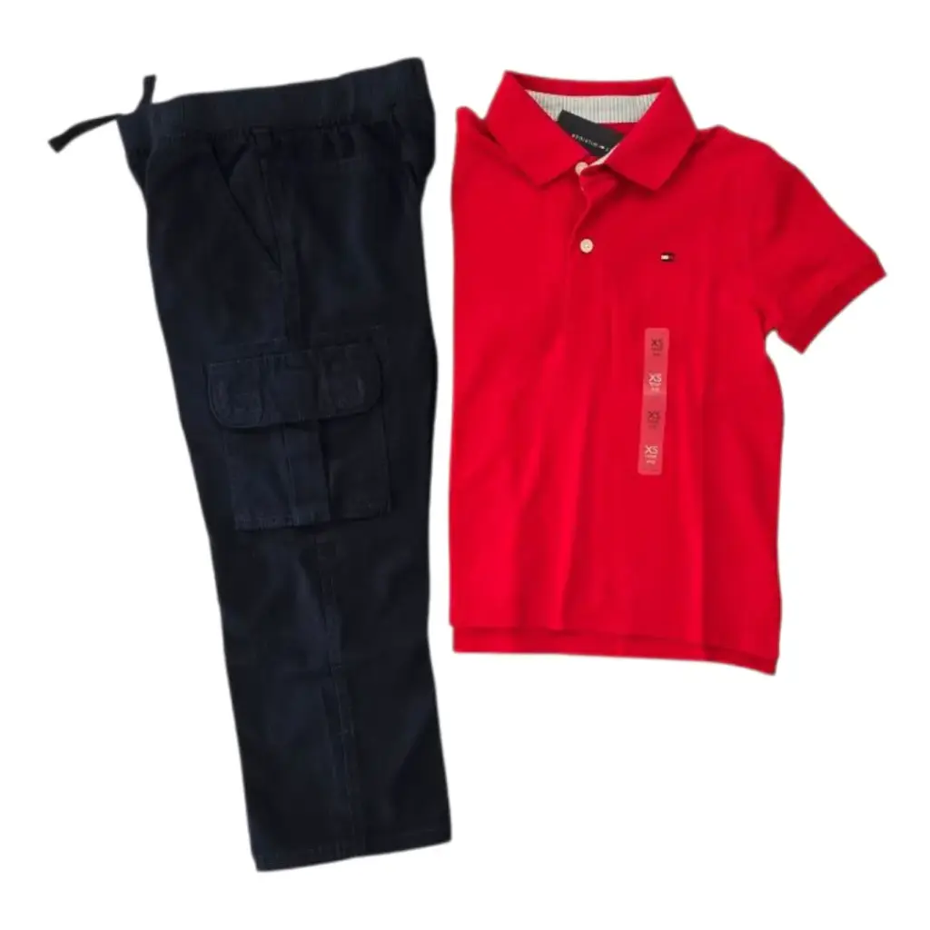 Camisa Tommy  y pantalón bombero azul marino,talla 4/5 