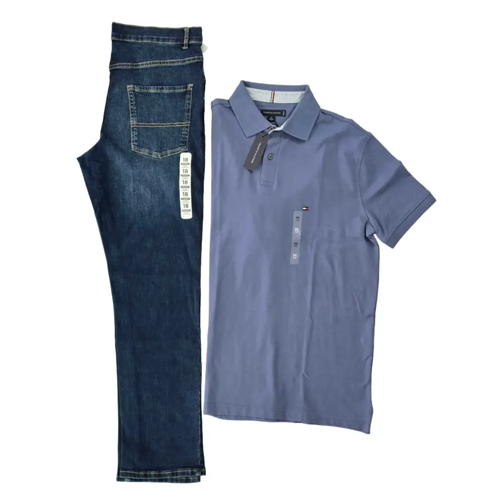 Polo azul turquesa talla M y Jeans + ancho talla 20(equivale a talla 32)