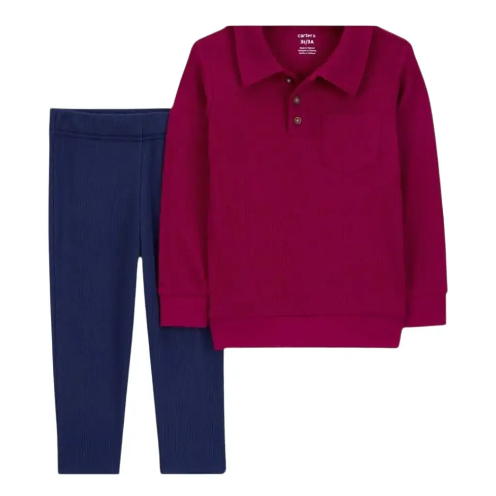 Set de polo manga larga, talla 24 meses