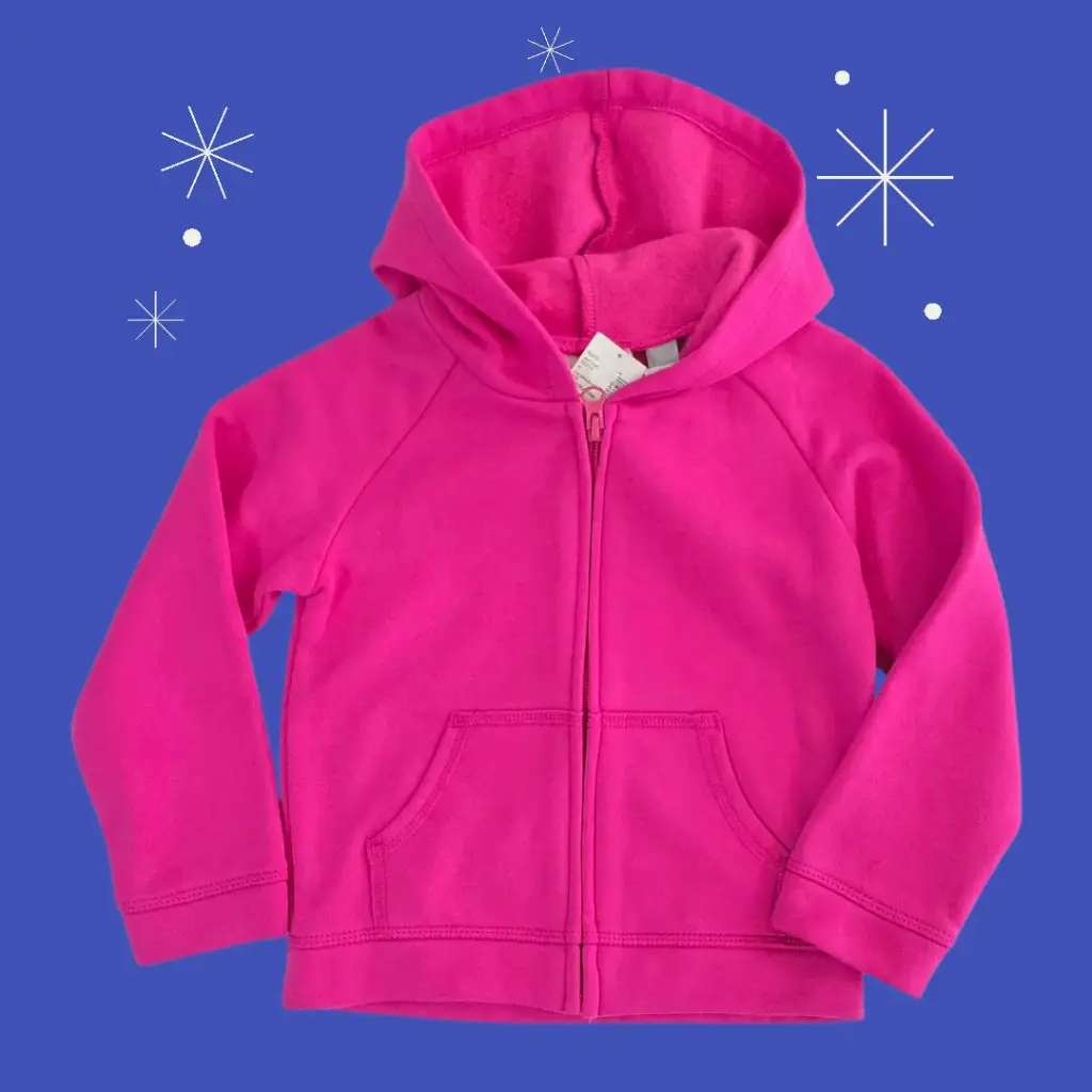 Sweater rosado, calientito con gorro talla 7/8