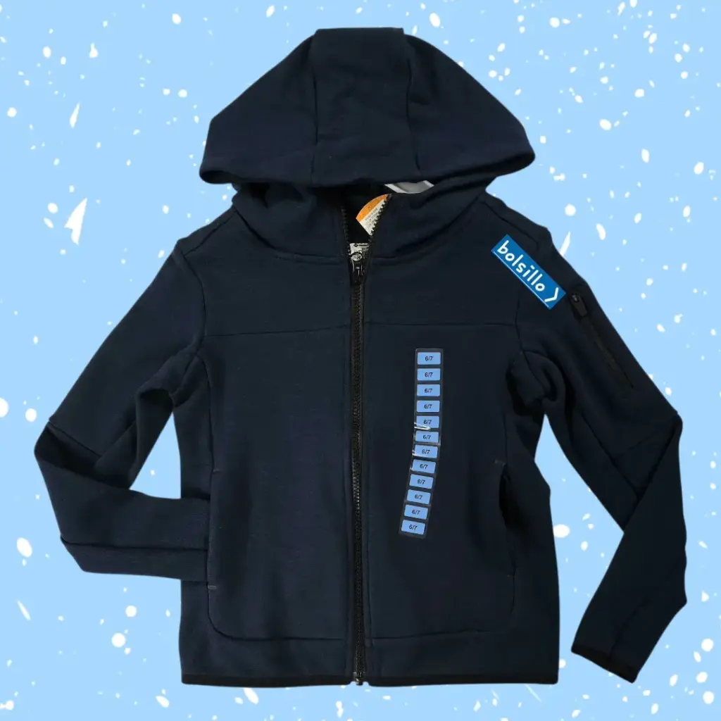 Chumpa azul con bolsillo, talla 6/7