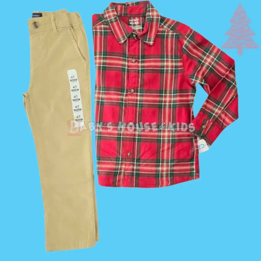 Camisa a cuadros y pantalón caky, talla 4t