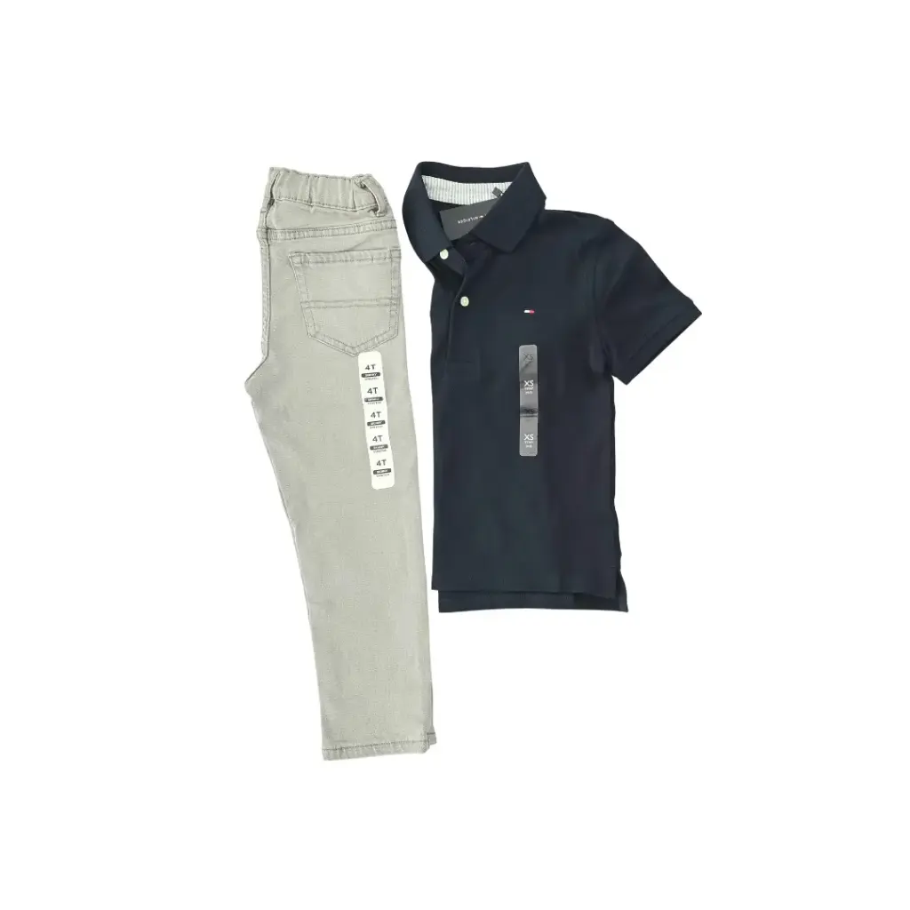 Camisa Tommy 4/5 y Jean gris, talla 4t varón 