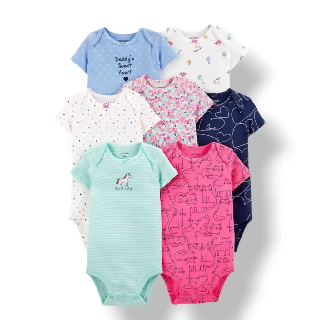 Set de mamelucos 7 piezas, talla 0-3 meses