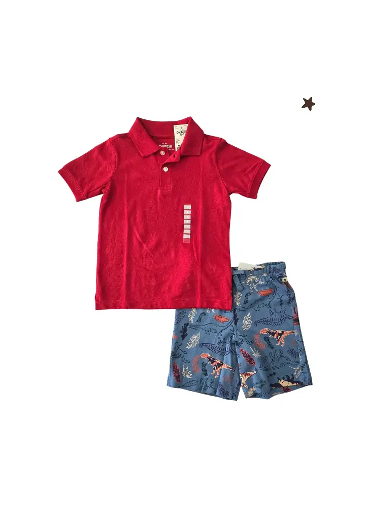 Camiseta polo y Short de dinosaurios talla 4t varón 