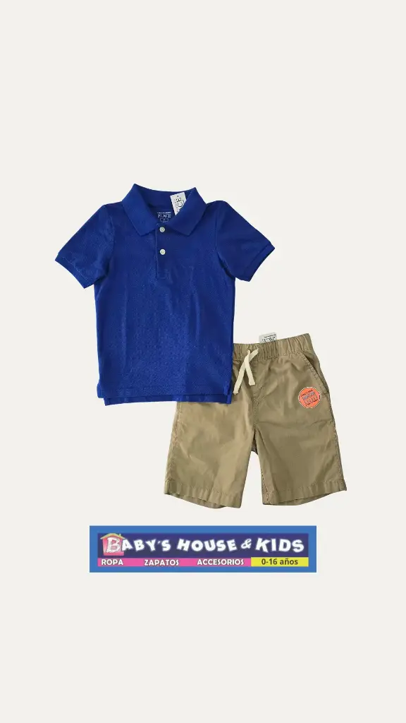 Camisa polo y short cargo ajustable en cintura, talla 5t varón 
