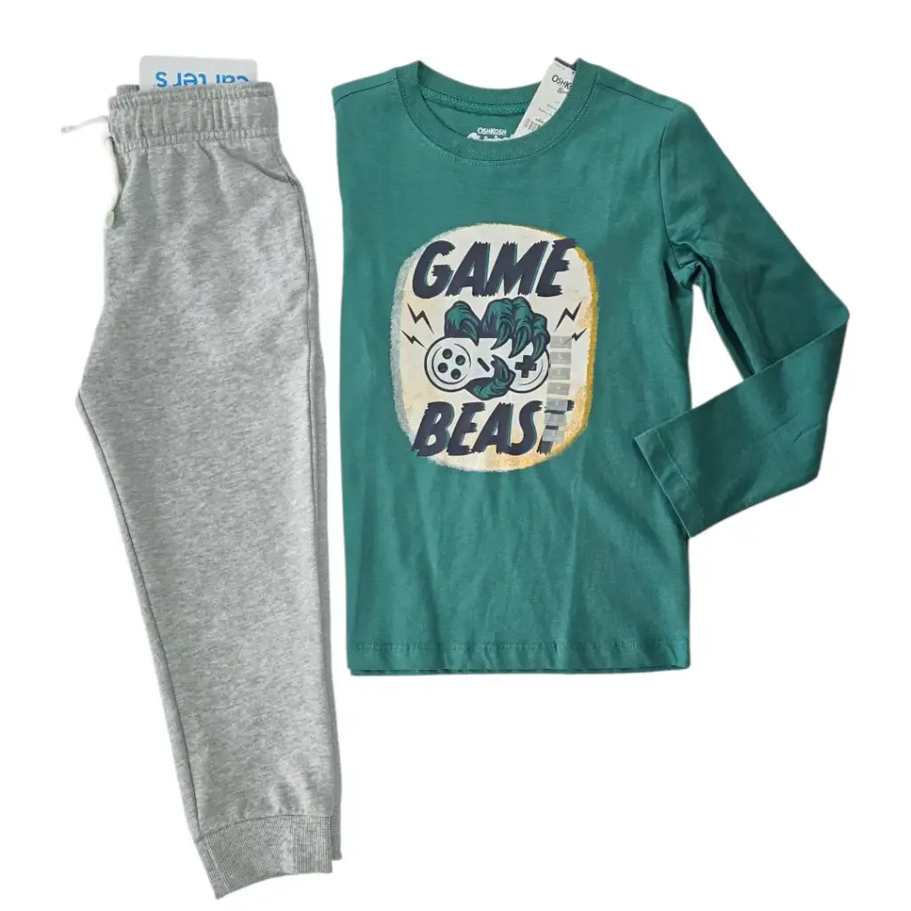 Camiseta 🦖 y buzo gris talla 5t