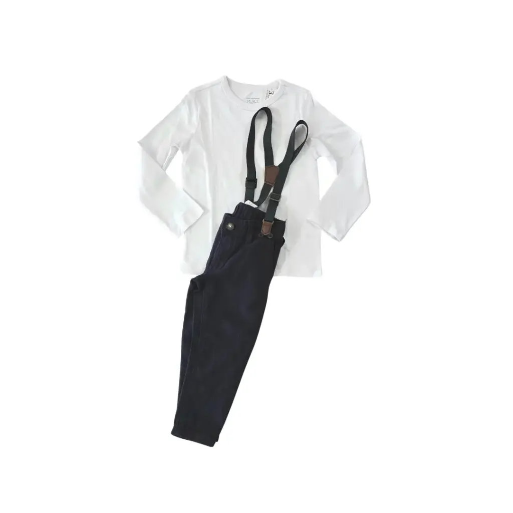 Camiseta manga larga y pantalón con tirantes, talla 5t varón 