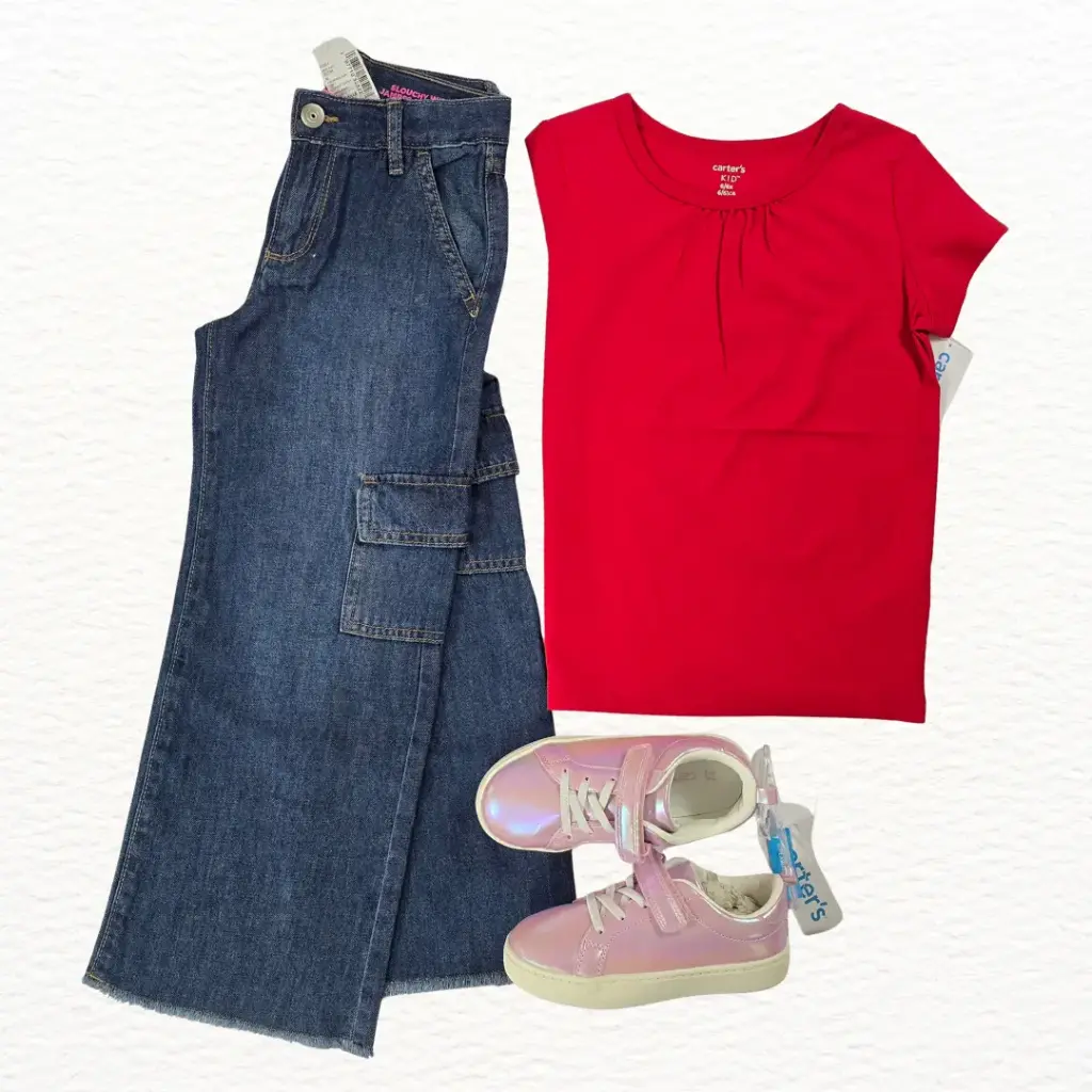 Blusa talle corto y Jeans ancho, talla 6 