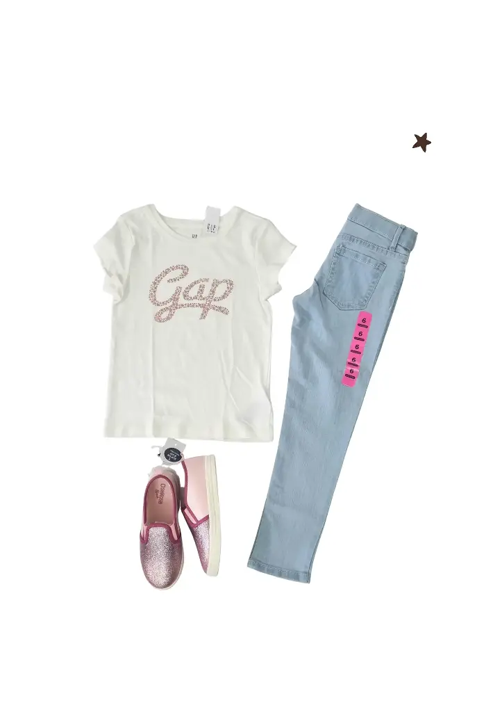 Camiseta Gap y Jean  talla 6 niña