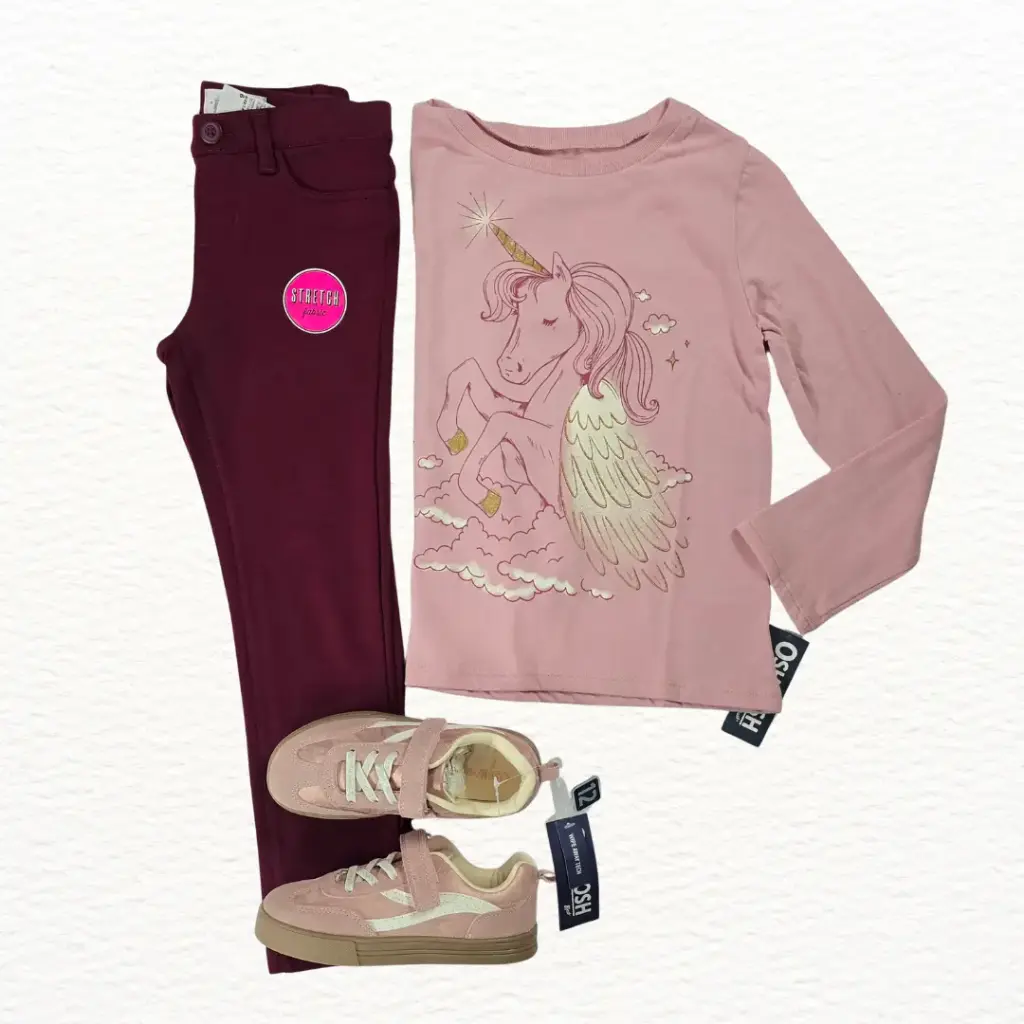 Camiseta manga larga de algodón y Jeggings ocre, talla 6 