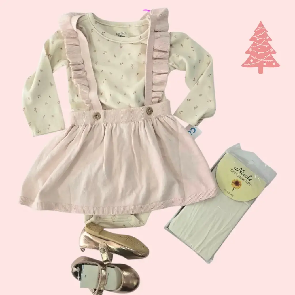 Vestido con falda overol, talla 12 meses