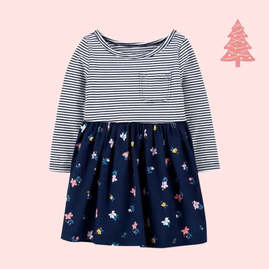 Vestido stretch manga larga,talla 12 meses