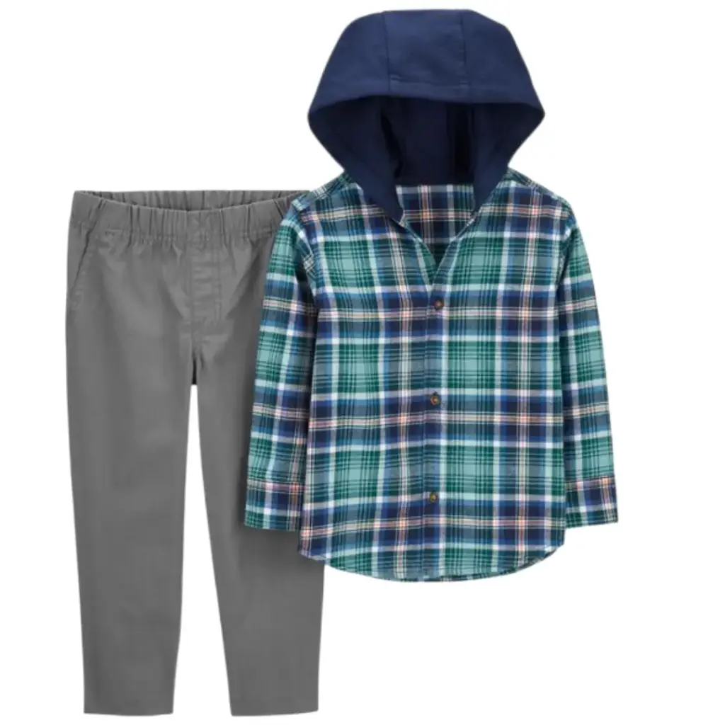 Set Camisa con gorro de algodón talla 18 meses varón 