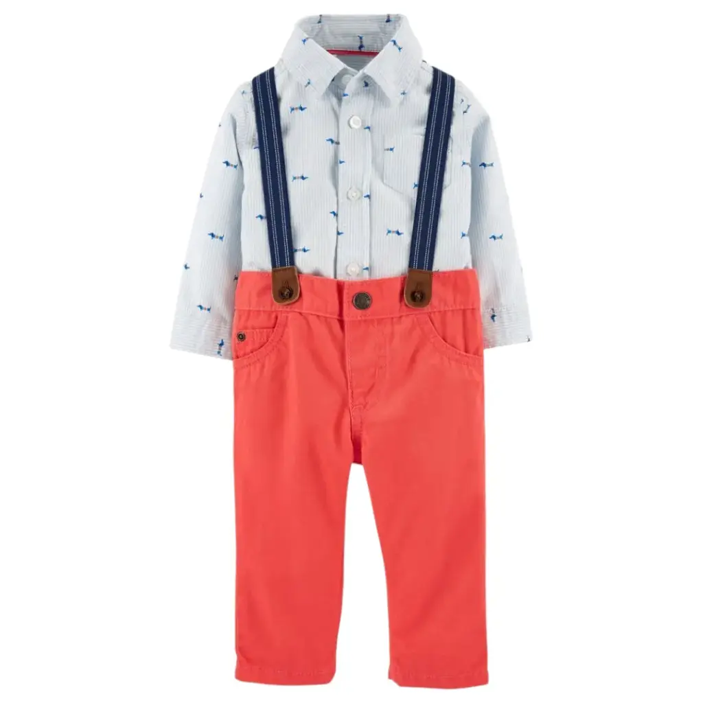 Set casual de algodón con tirantes 🐟 talla 18 meses