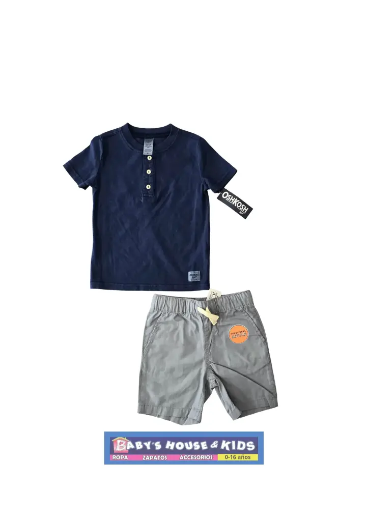 Set Camisa cuello chino y short con bolsas talla 2t