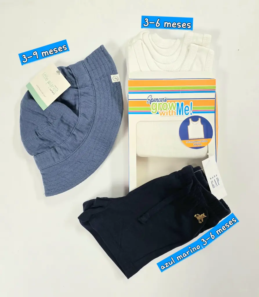 Boina, set de 3 camisetas escotada y Short 0-3 meses recién nacido