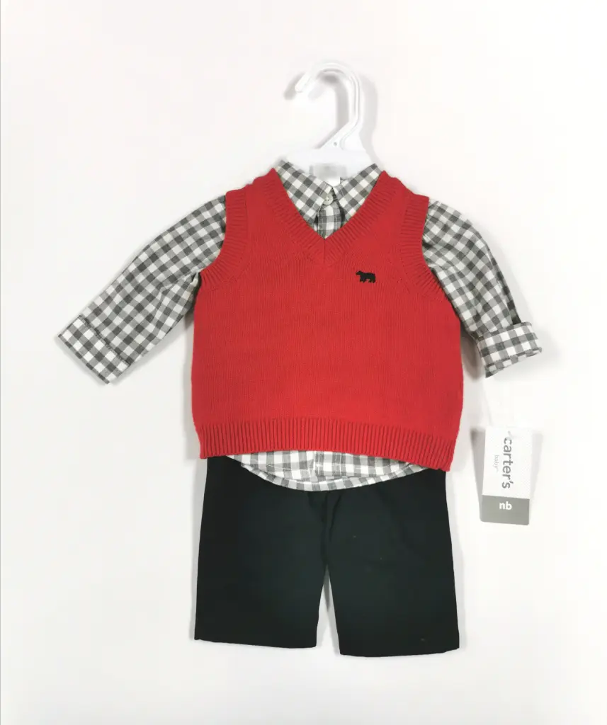 Set recien nacido con centro sweater rojo, talla 0-3 meses