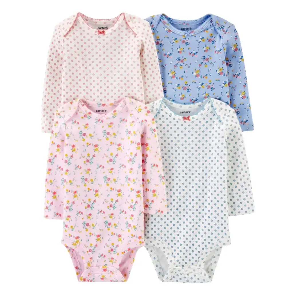 Set 4 Mamelucos manga larga, talla 24 meses 