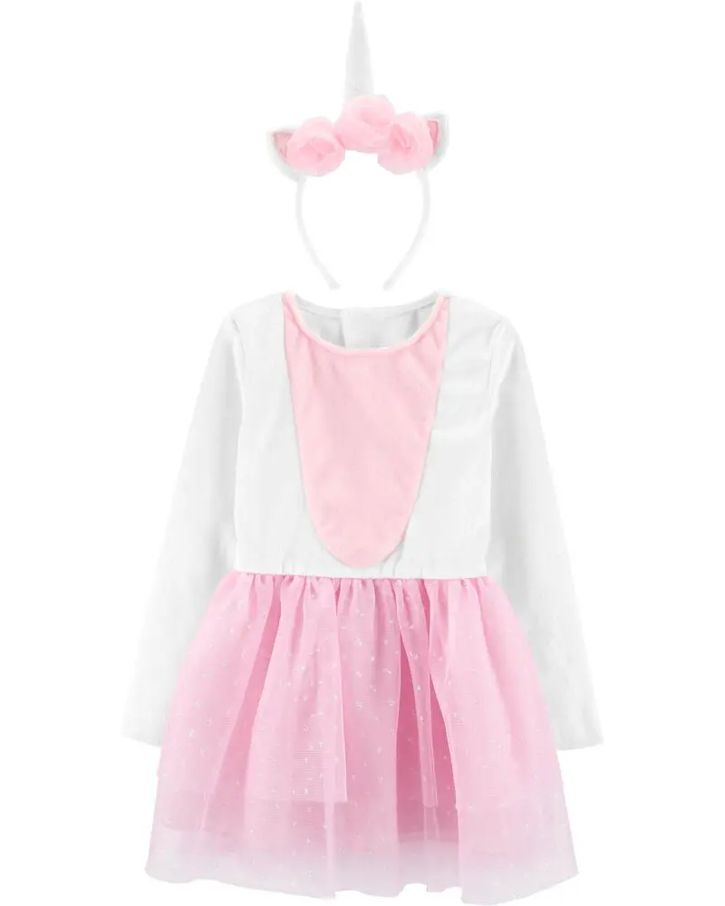 Vestido 2-3 con Tutu con vincha de unicornio