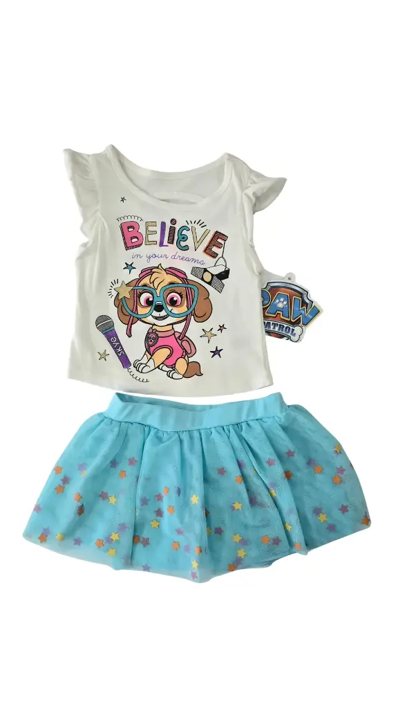 Blusa con falda paw patrol, talla 2t niña
