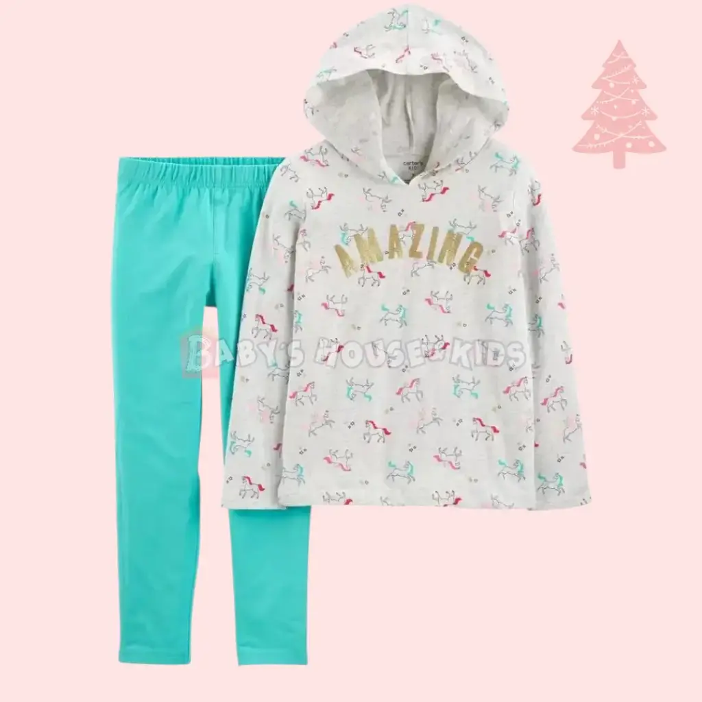 Camisa de algodón tipo hoodie y legging, talla 7 