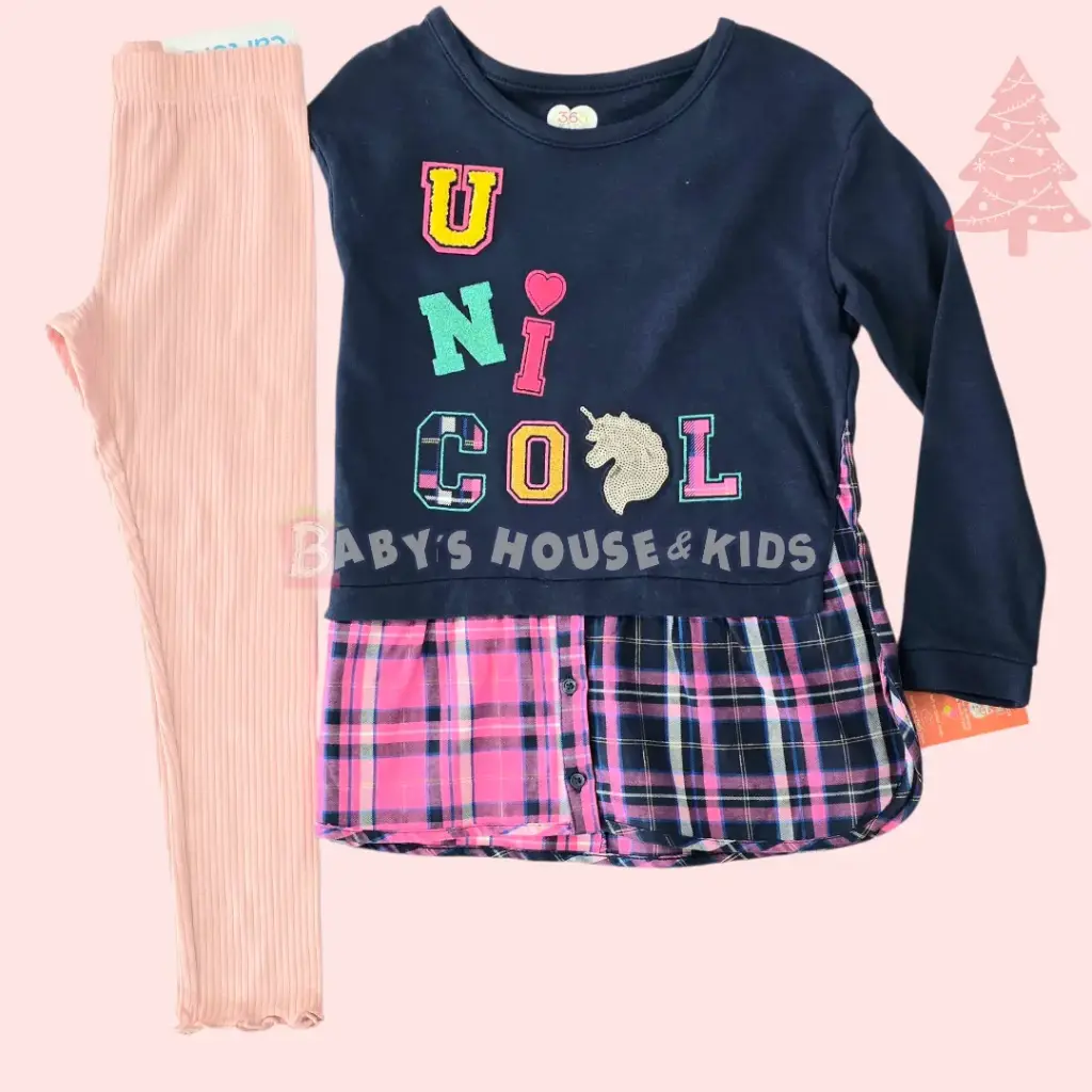 Blusa manga larga, tipo suéter de la parte superior y legging, talla 7 