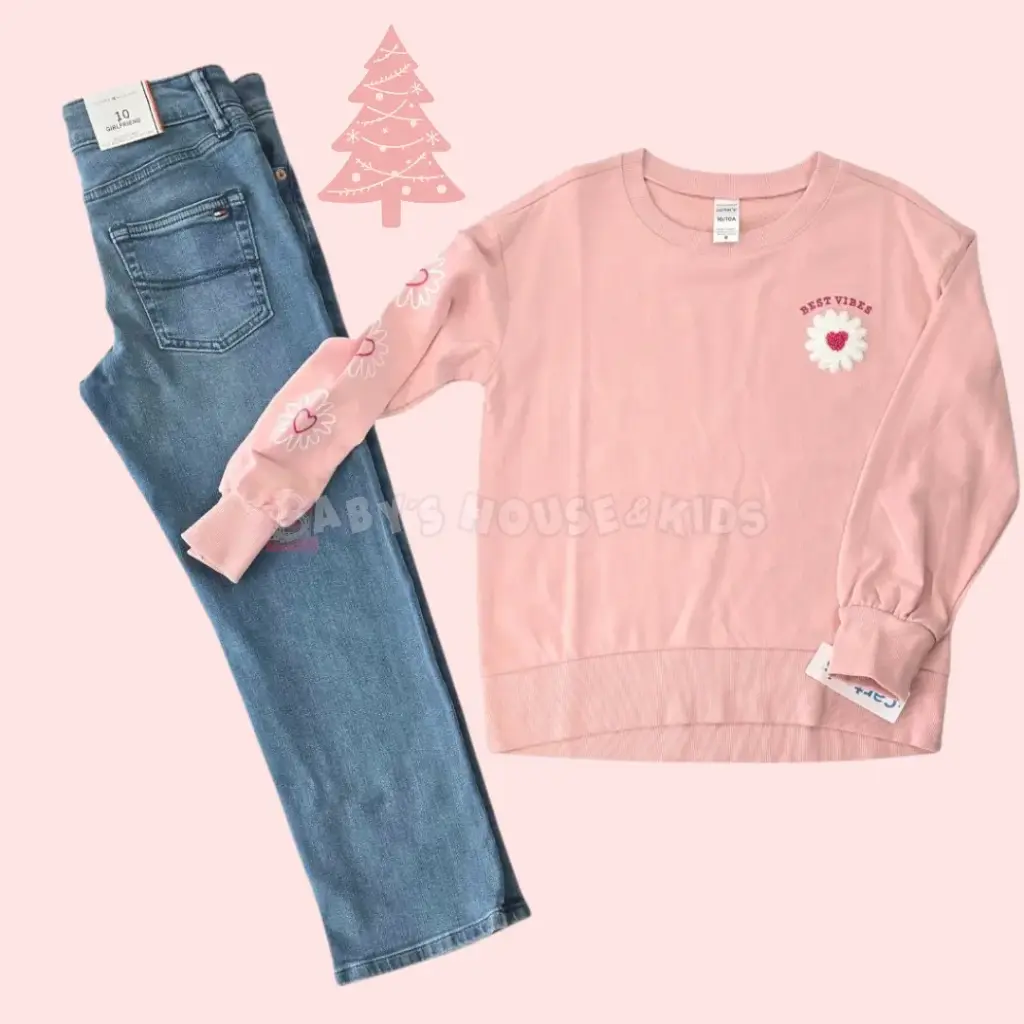 Camisa Sweater de algodón y Jeans ancho,talla 10