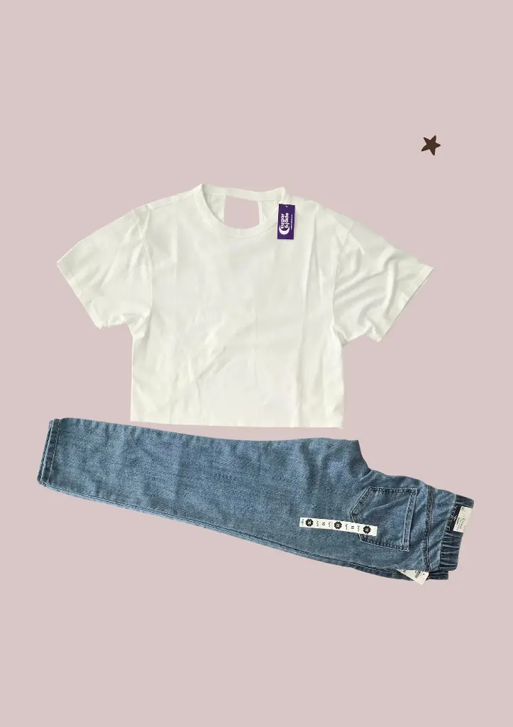 Camisa escotada por atrás y jeggings, talla 10 niña