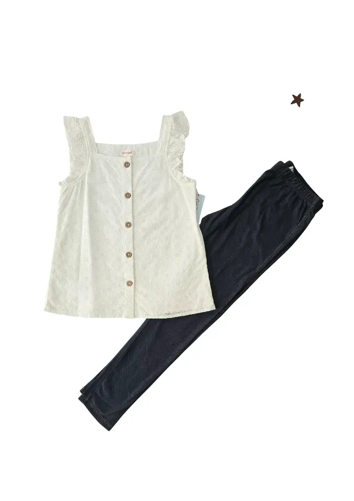 Blusa escotada y leggings, talla 10 niña
