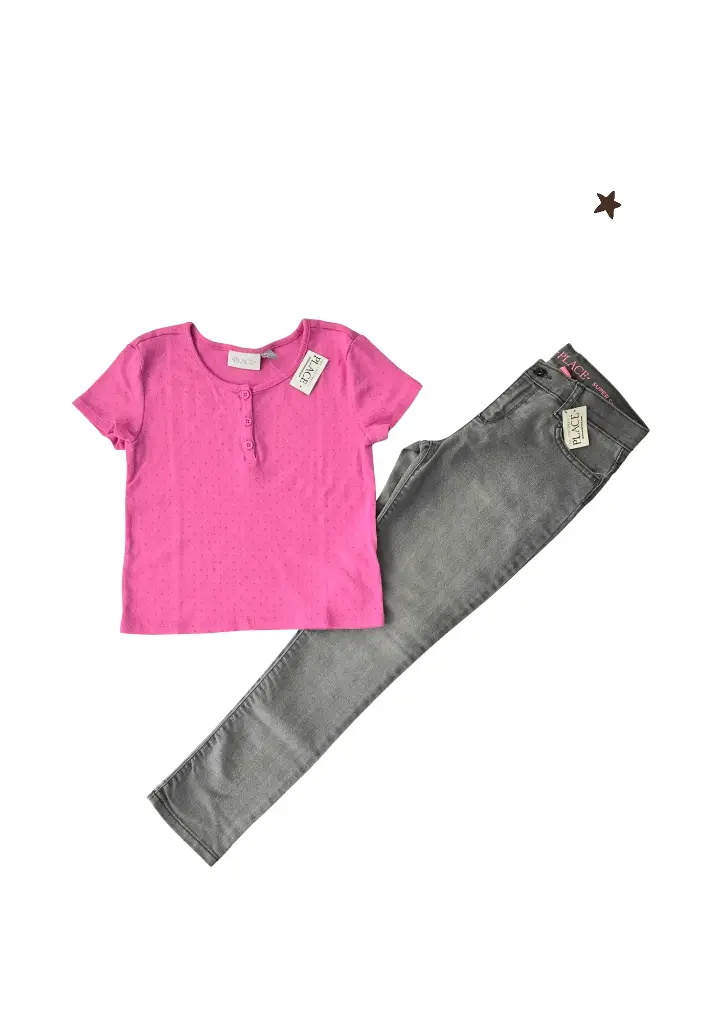 Blusa y Jean stretch super skinny, talla 10 niña