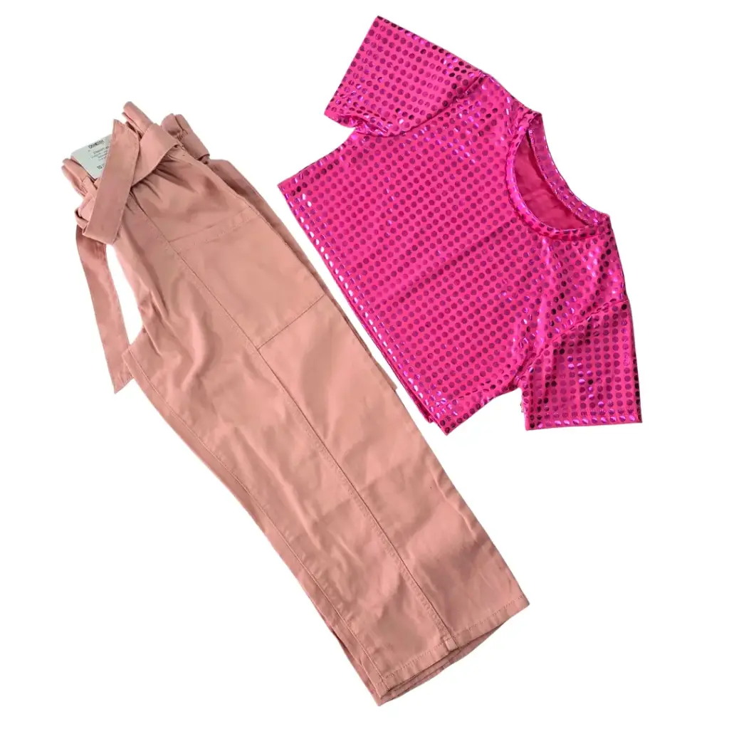 Camisa crop top y Jean ancho, talla 10 niña